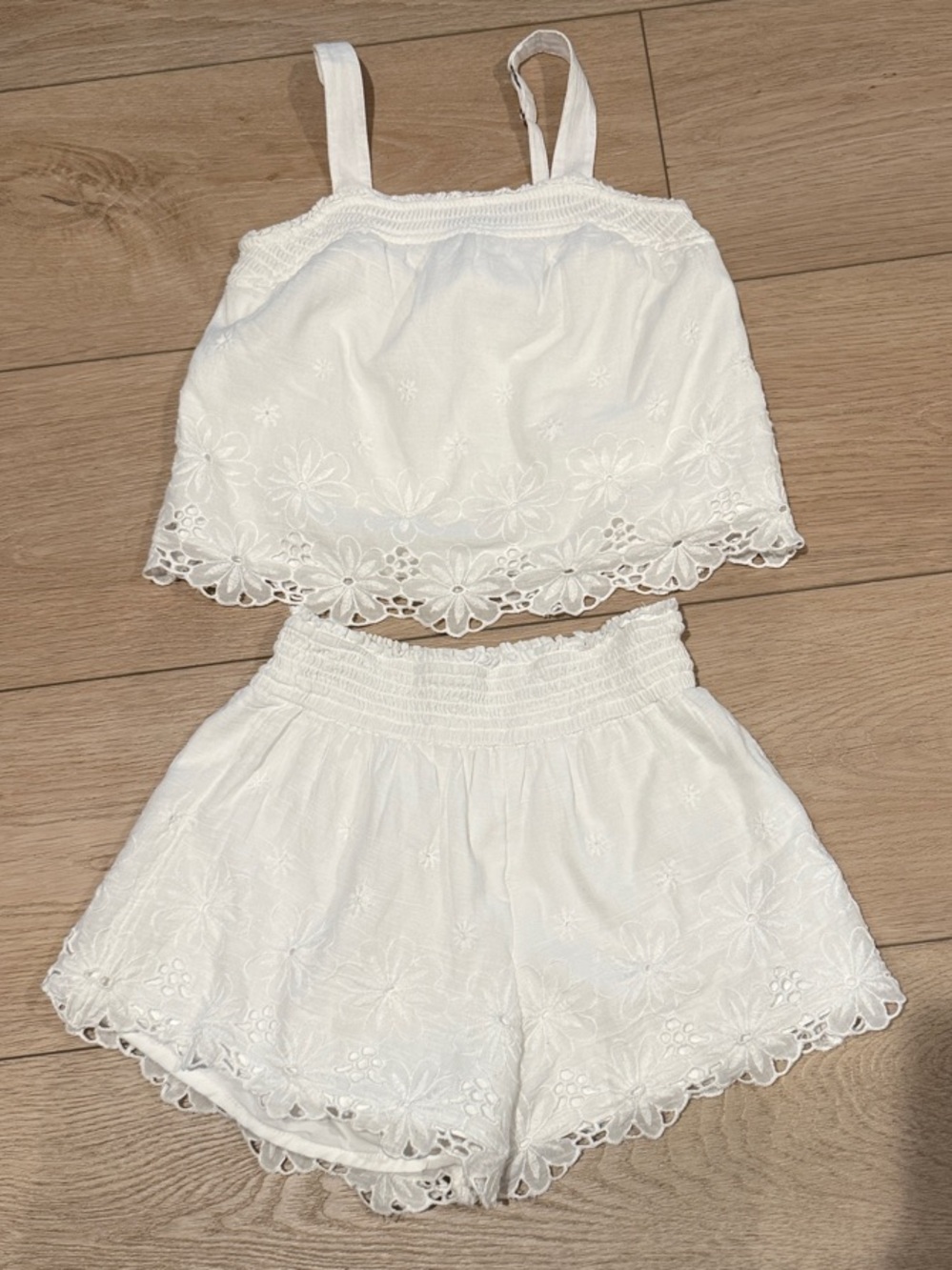 abercrombie kids White Eyelet Tank and Shorts Set